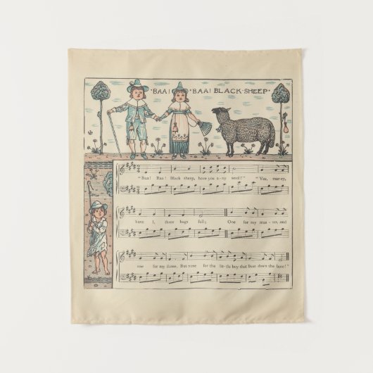 Tenture Walter Crane Baa Baa Mouton Noir Comptine (Devant)