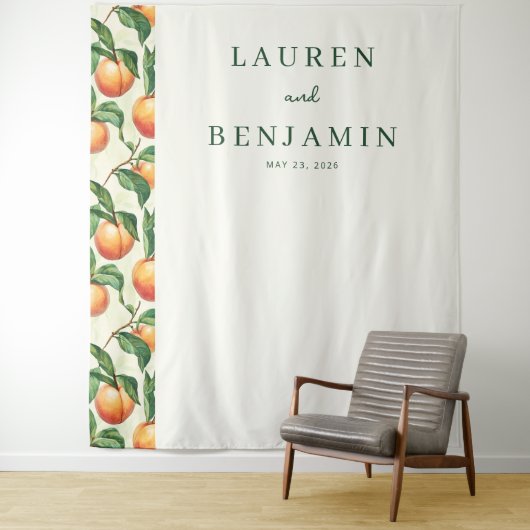 Tenture Warm Peach Illustration Border (En situation)