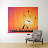 Tenture Warriors Petroglyphs Viking Ship (En situation (horizontale))