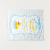 Tenture Water Droplets Gingham Boy Baby Shower Welcome (Devant (Horizontal))