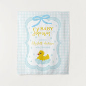 Tenture Water Droplets Gingham Boy Baby Shower Welcome (Devant)