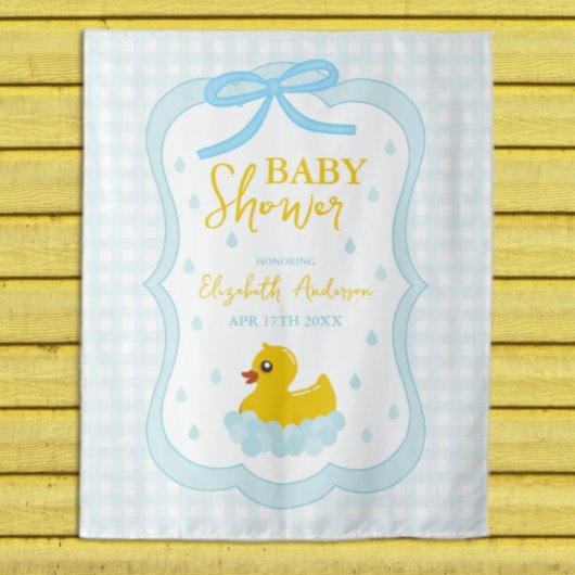 Tenture Water Droplets Gingham Boy Baby Shower Welcome