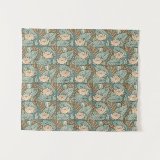 Tenture Water Lys Lily Art Nouveau Nature (Devant (Horizontal))