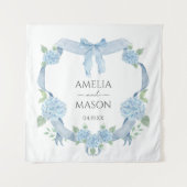 Tenture Watercolor Blue Hydrangea Crest Wedding (Devant)