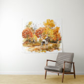 Tenture Watercolor Fall Chien Design - Pointeur allemand (En situation (horizontale))