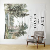 Tenture Watercolor Lake Forest Mariage Fond photo (En situation (horizontale))