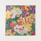 Tenture WAtercolor motif tropical transparent avec exotiqu (Devant (Horizontal))
