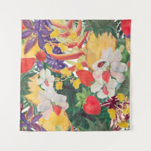 Tenture WAtercolor motif tropical transparent avec exotiqu