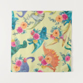 Tenture Watercolor painting dinosaurs pattern. Seamless ba (Devant (Horizontal))