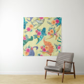 Tenture Watercolor painting dinosaurs pattern. Seamless ba (En situation (horizontale))