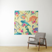 Tenture Watercolor painting dinosaurs pattern. Seamless ba (En situation)