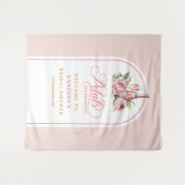 Tenture Watercolor petals and prosecco bridal photo banner (Devant (Horizontal))