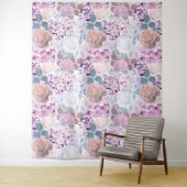 Tenture Watercolor roses et hydrangeas. (En situation)