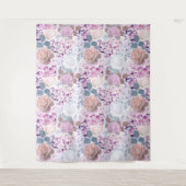 Tenture Watercolor roses et hydrangeas. (Devant)