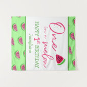 Tenture Watermelon 1er anniversaire Un dans un fond de mel (Devant (Horizontal))