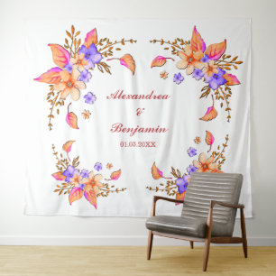 Tenture  Wedding Floral Watercolor Photo Booth Backdrop