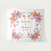 Tenture  Wedding Floral Watercolor Photo Booth Backdrop (Devant (Horizontal))