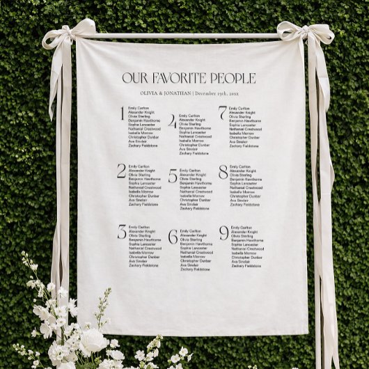 Tenture Wedding Seating Chart Fabric 9 Tables Fabric