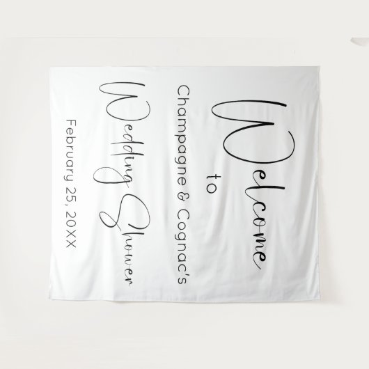 Tenture Wedding shower de script moderne fond de bienvenue (Devant (Horizontal))