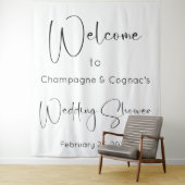 Tenture Wedding shower de script moderne fond de bienvenue (En situation)
