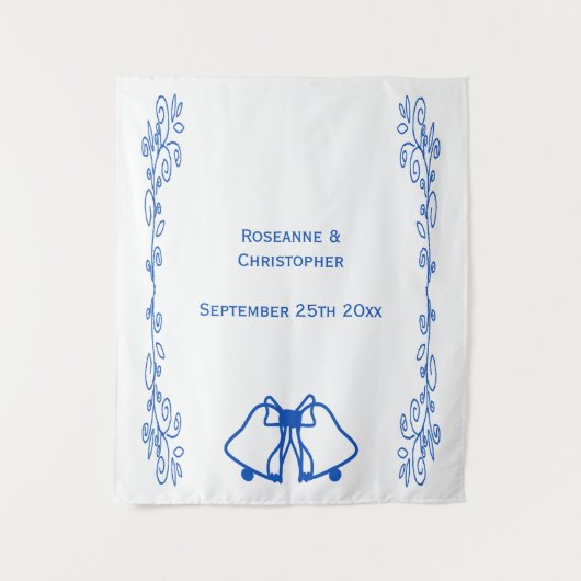 Tenture Wedding Tapestry Backdrop Blue Sapphire Bells (Devant)