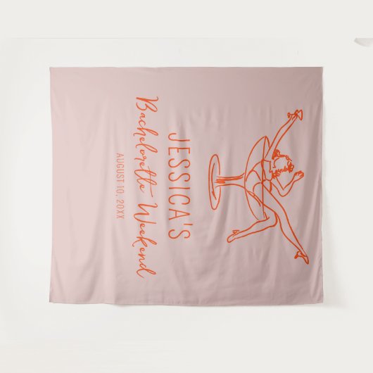 Tenture Week-end Bachelorette Retro Backdrop Photo stand (Devant (Horizontal))