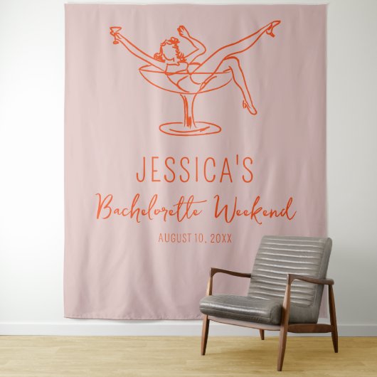 Tenture Week-end Bachelorette Retro Backdrop Photo stand (En situation)