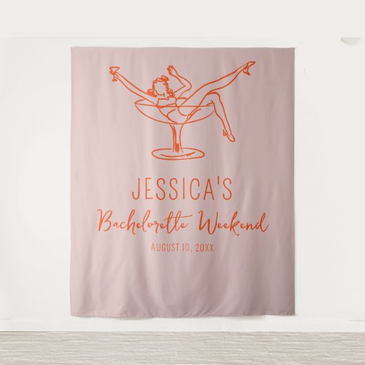 Tenture Week-end Bachelorette Retro Backdrop Photo stand (Devant)