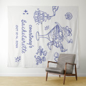 Tenture Week-end de Bachelorette Cowgirl Dessiné à la Main (En situation (horizontale))