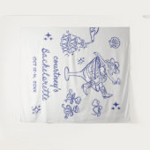 Tenture Week-end de célibataire de cowgirl dessiné à la ma (Devant (Horizontal))