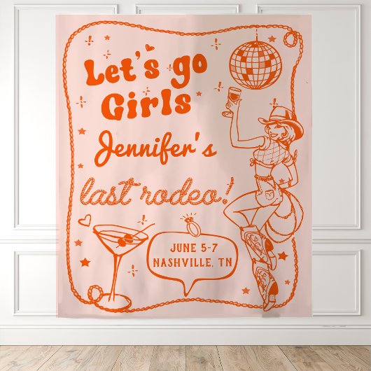 Tenture Week-end de célibataire Orange Disco Cowgirl Rodeo