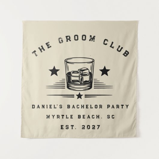 Tenture Week-end de fête de bachelor sur le thème du whisk (Devant)