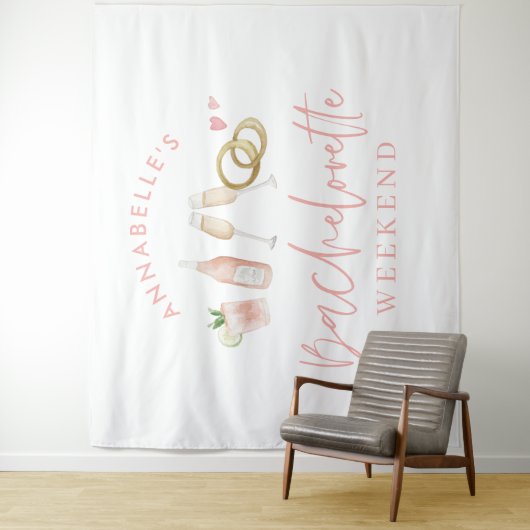 Tenture Week-end de jeune fille moderne rose champagne (En situation)