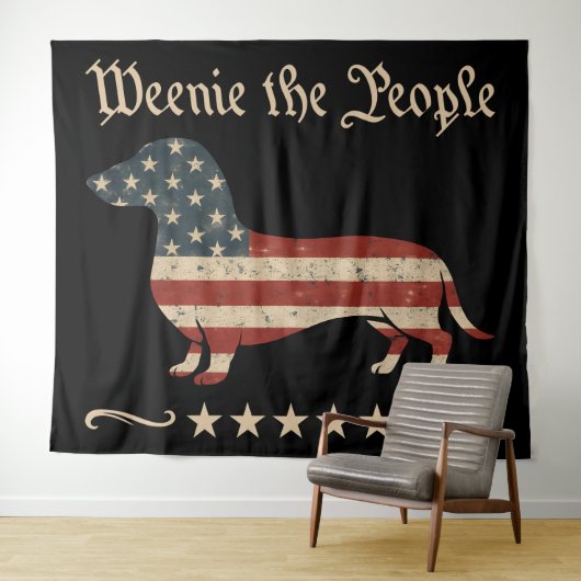 Tenture Weenie Le Peuple Dachshund 4 juillet (En situation (horizontale))