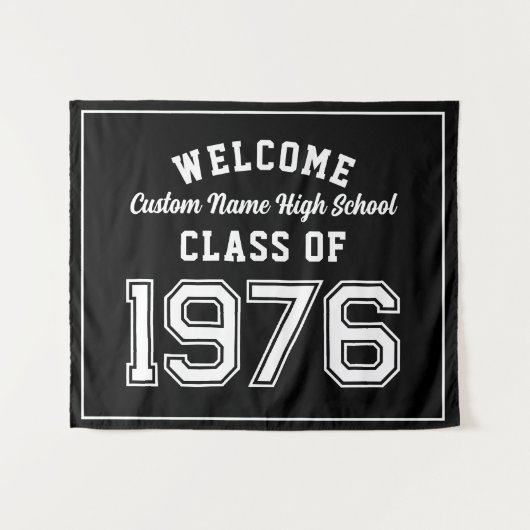 Tenture Welcome Class of 1976, Black Reunion Party Decor (Devant (Horizontal))