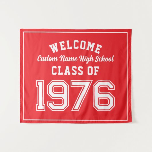 Tenture Welcome Class of 1976, Red Reunion Party Decor (Devant (Horizontal))