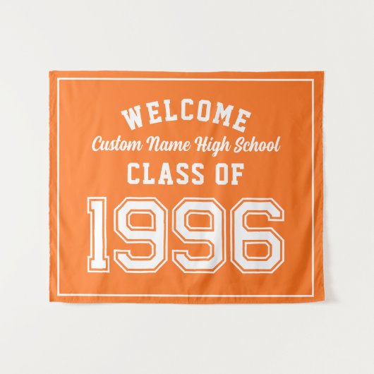 Tenture Welcome Class of 1996, Orange Reunion Party Decor (Devant (Horizontal))