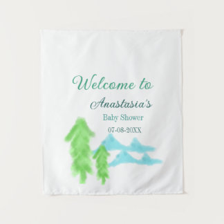 Tenture welcome to baby shower name blue green tree hill 