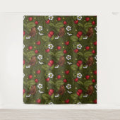 Tenture Wens et fraises sur vert foncé (Devant)