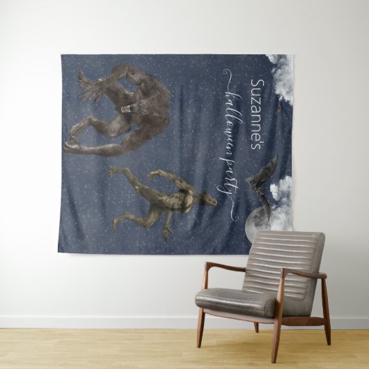 Tenture Werewolf Halloween en arrière-plan (En situation (horizontale))