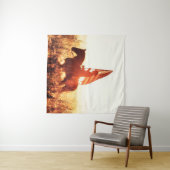 Tenture Western - portrait de cowboy avec drapeau américai (En situation (horizontale))