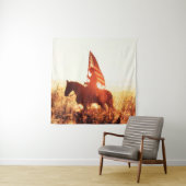 Tenture Western - portrait de cowboy avec drapeau américai (En situation)