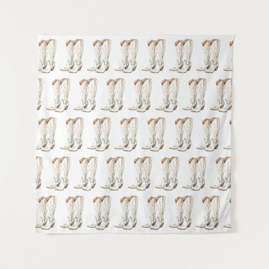 Tenture Western White Cowgirl Boots Birthday Backdrop (Devant)