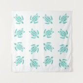 Tenture Whimsical Aqua Blue Sea Turtles Motif nautique (Devant (Horizontal))