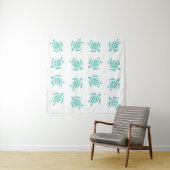 Tenture Whimsical Aqua Blue Sea Turtles Motif nautique (En situation (horizontale))