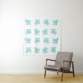 Tenture Whimsical Aqua Blue Sea Turtles Motif nautique (En situation)