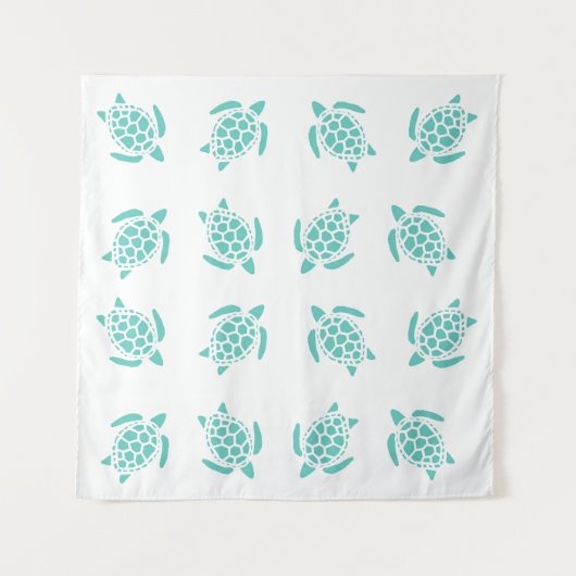Tenture Whimsical Aqua Blue Sea Turtles Motif nautique (Devant)
