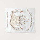 Tenture Whimsical Neutral Boho Teacup Flowers Design (Devant (Horizontal))