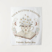 Tenture Whimsical Neutral Boho Teacup Flowers Design (Devant)