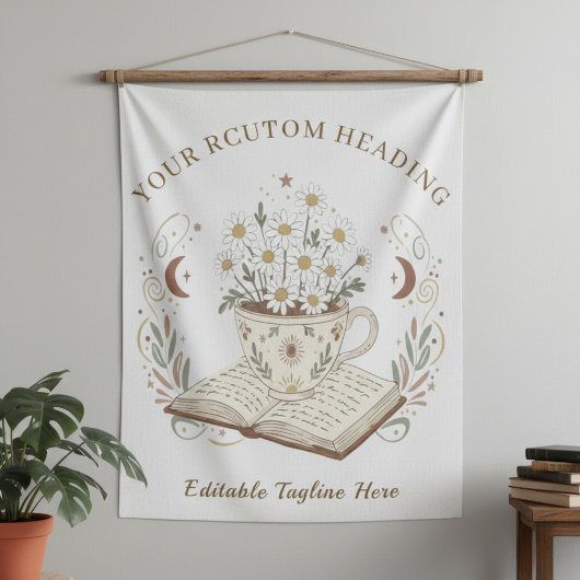 Tenture Whimsical Neutral Boho Teacup Flowers Design